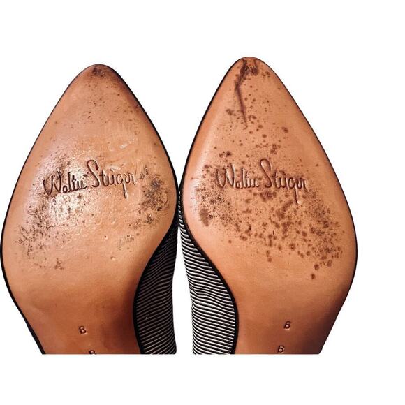 VTG Walter Steiger striped fabric & patent leather pumps made in Italy- Size 8B - Picture 8 of 9